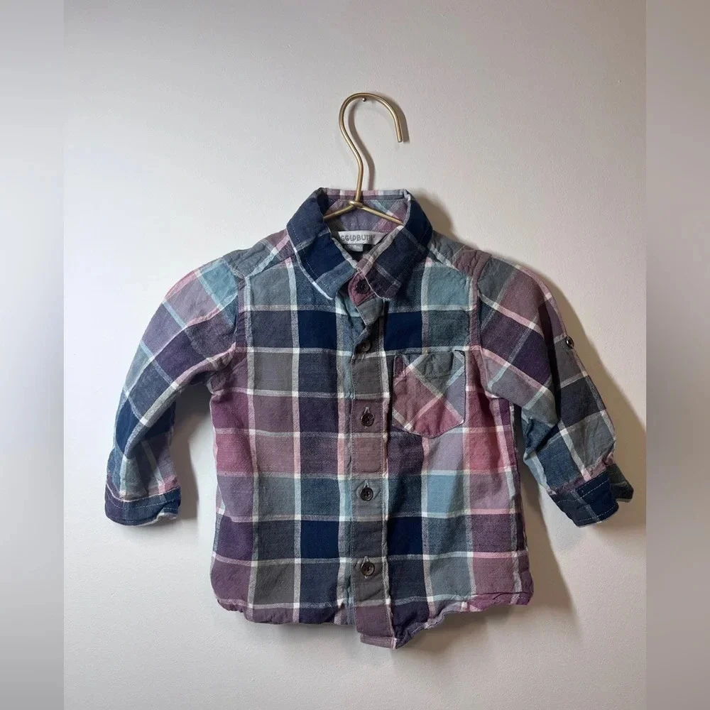 Rugged Butts Boys Plaid Button Down Shirt